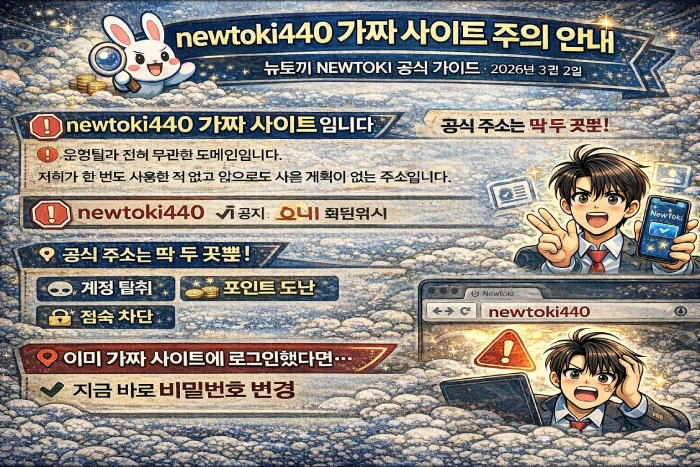 뉴토끼 사칭 사이트 구별법